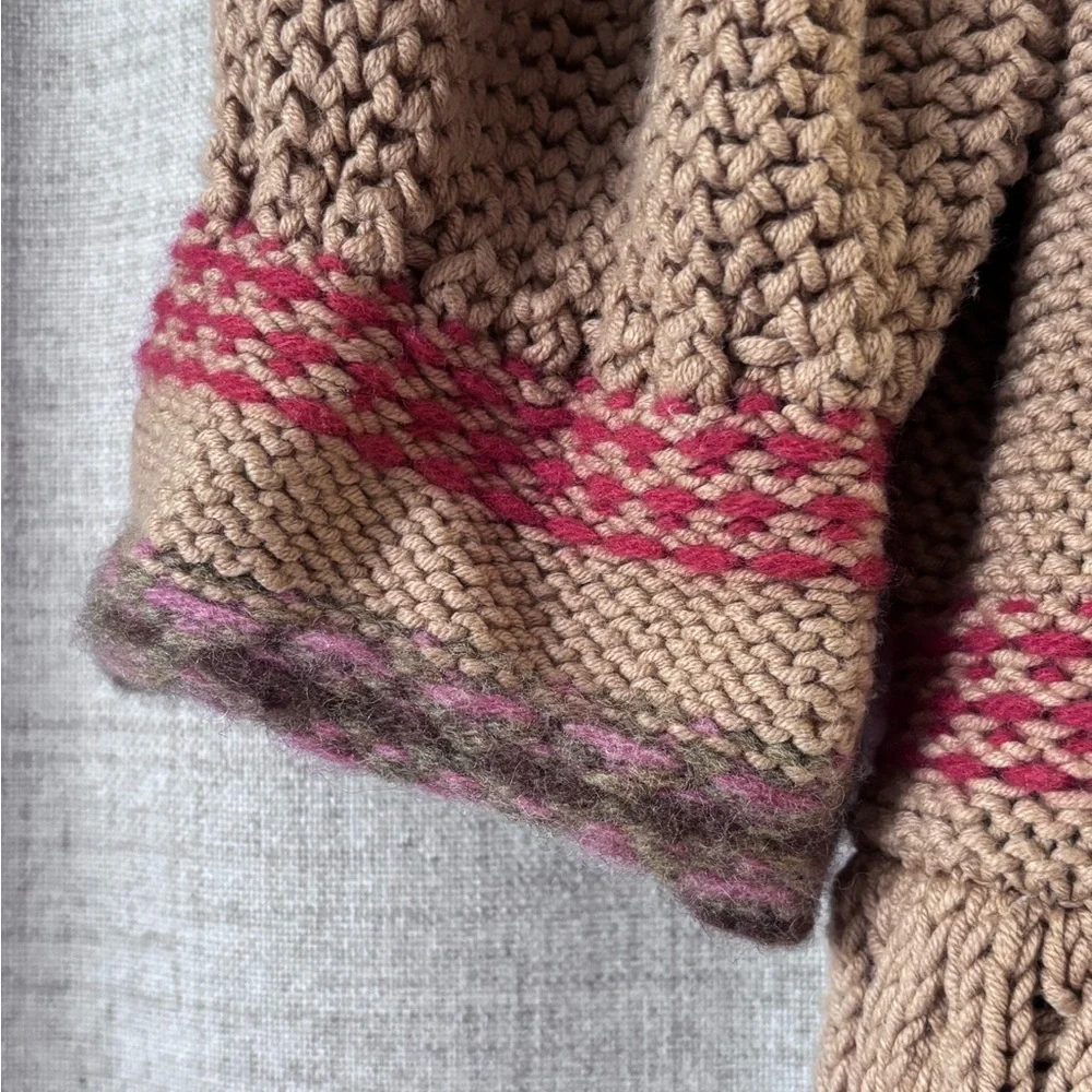 Vintage Caslon Fair Isle‎ Yoke Babydoll Knit Cardigan Cozy Cabincore Size L